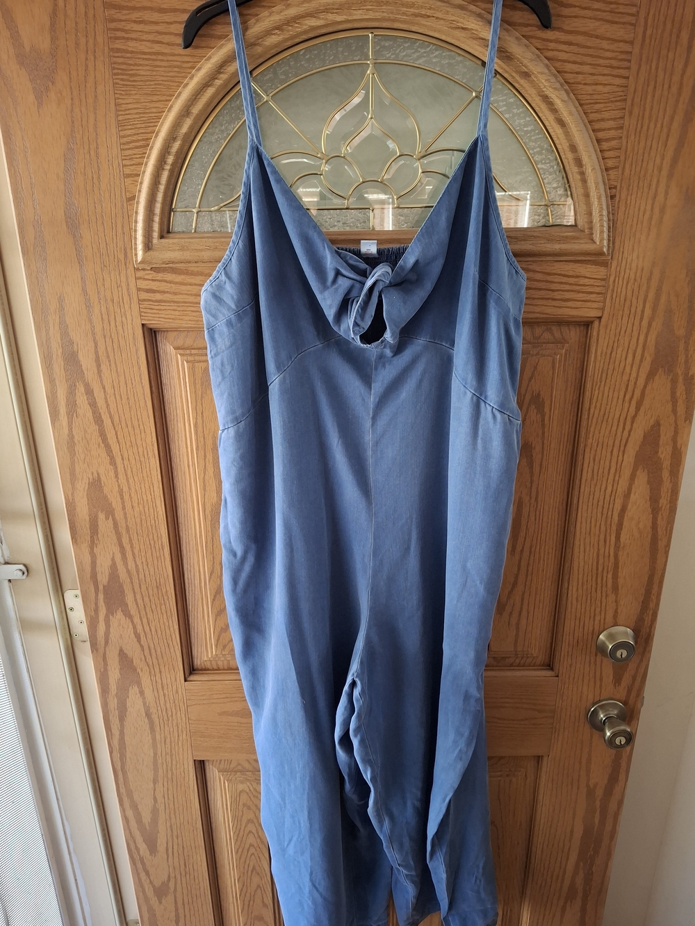 Old Navy Blue Chambrary Pant Romper with Front Knot